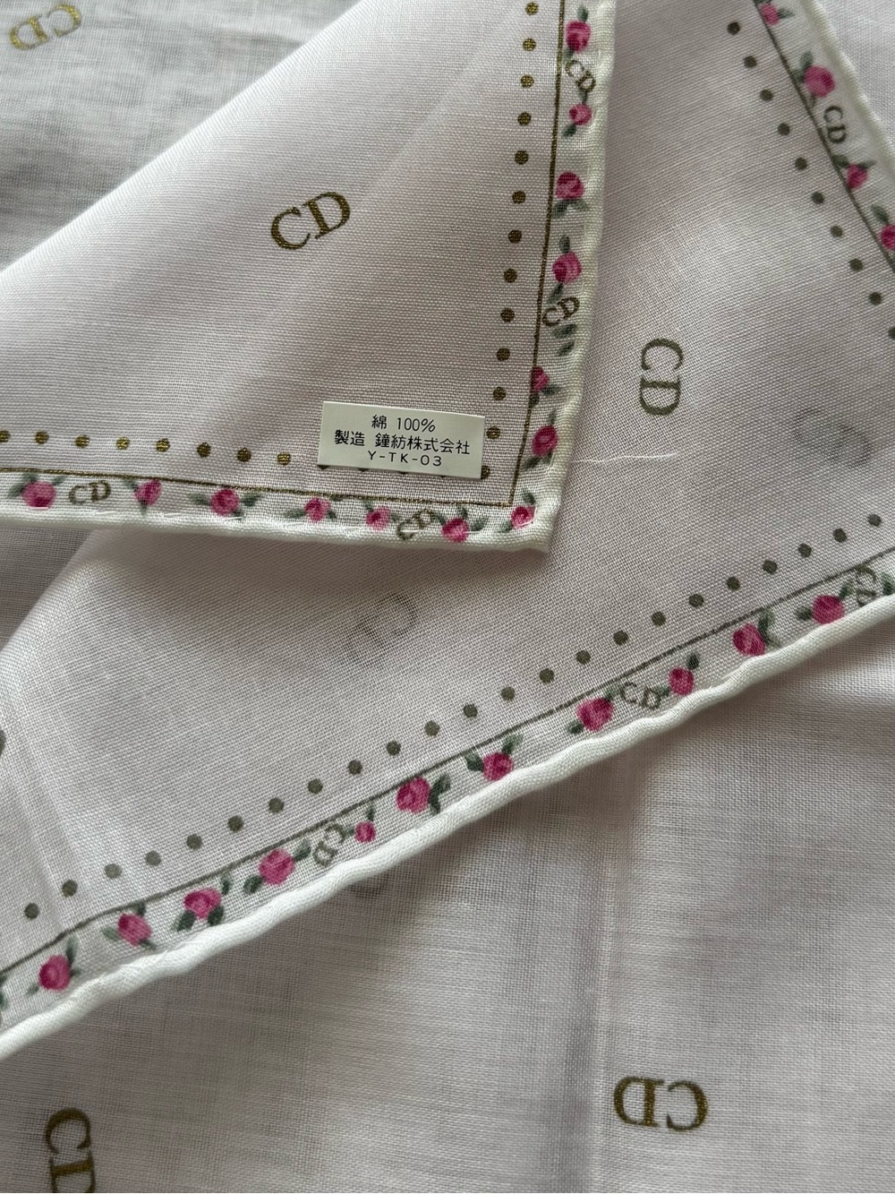 Vintage Christian Dior Scarf — Pink & White 🌸